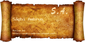 Sághi Ambrus névjegykártya